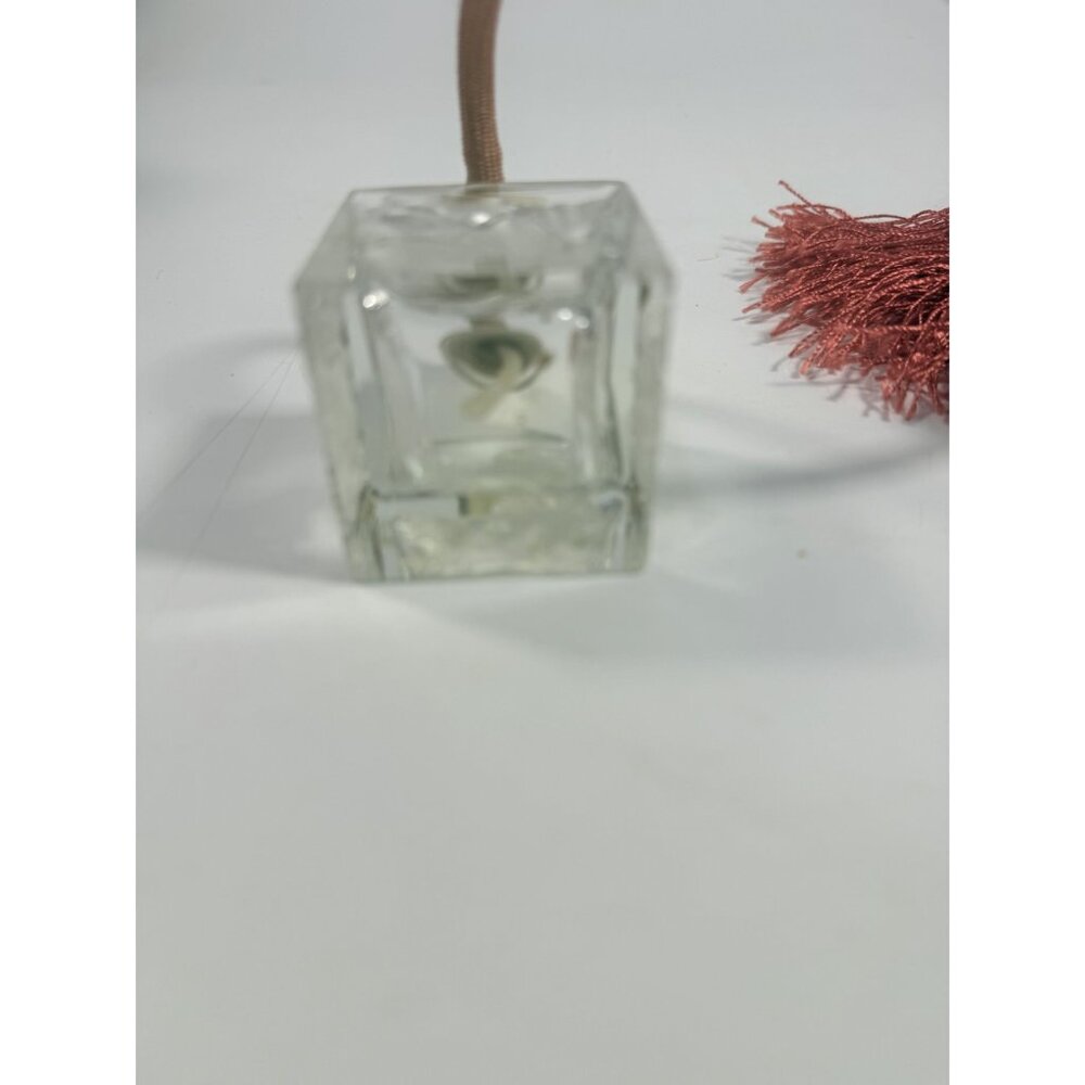 Etched Glass Perfume Bottle Vintage acid etched gold tone Powder Off Pink Rose F - Picture 10 of 12
